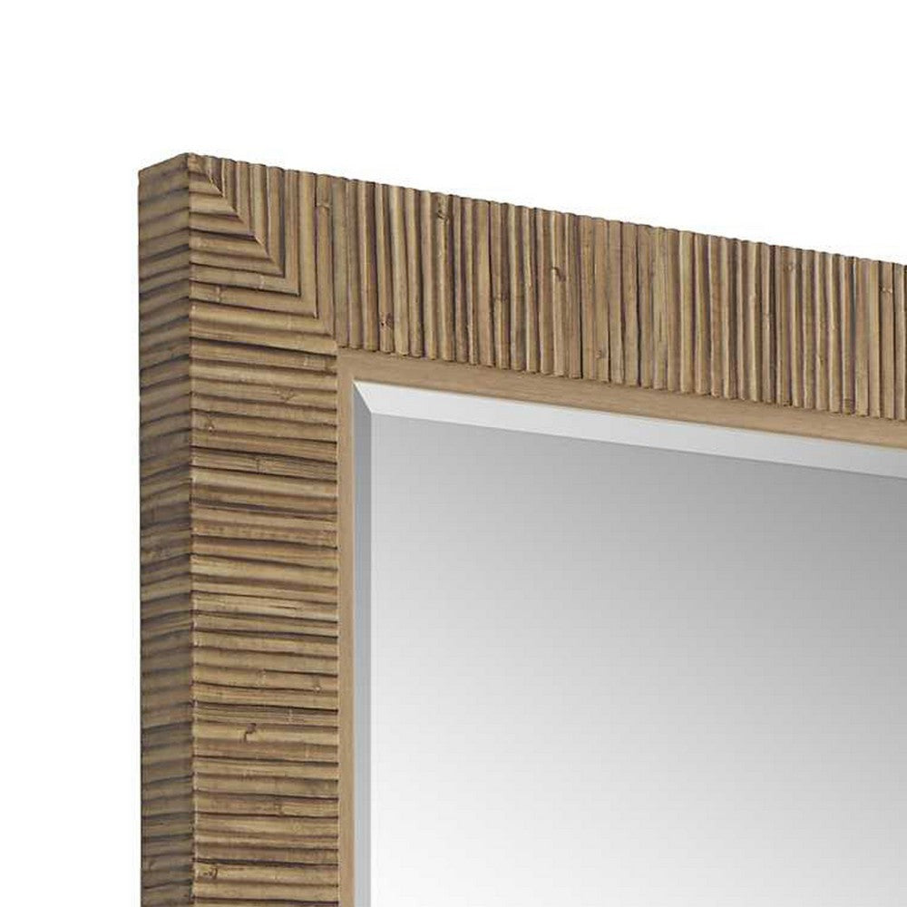 Raga Accent Wall Mirror | Rattan Design Frame | Coastal Brown Finish 25x35