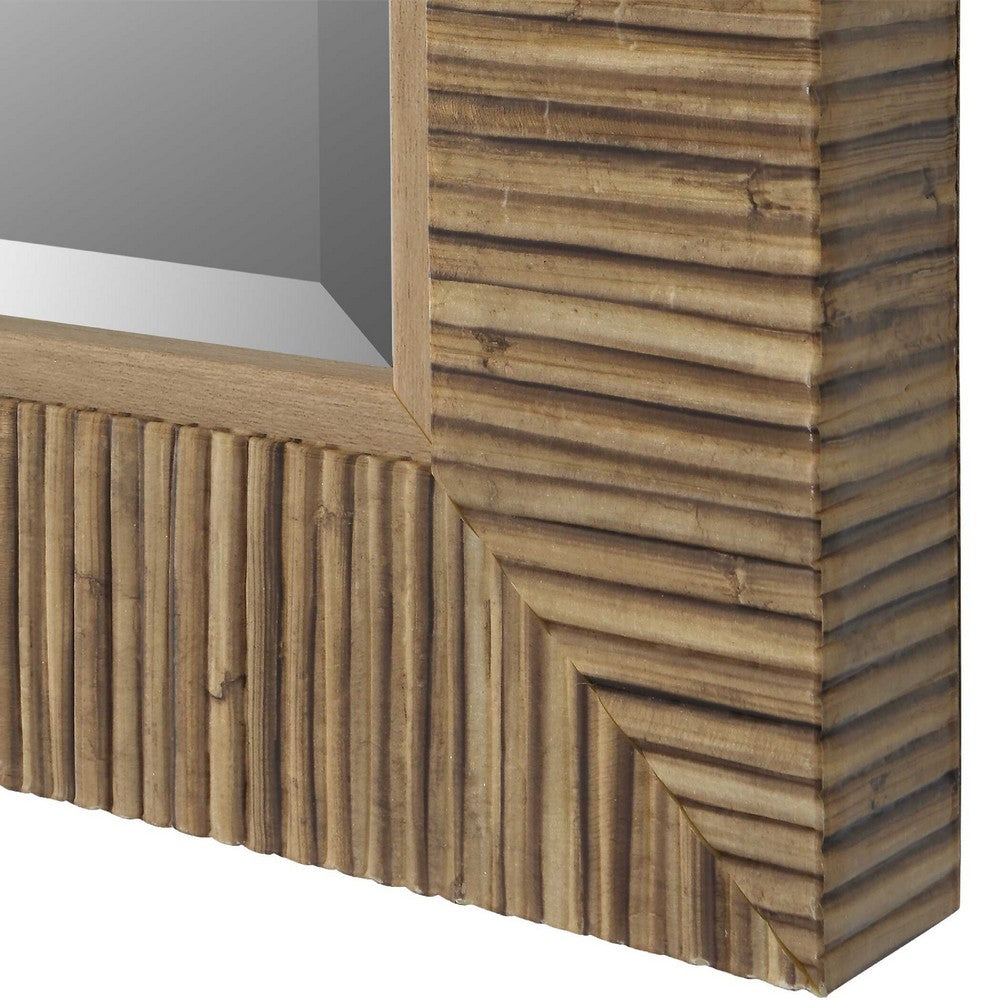 Raga Accent Wall Mirror | Rattan Design Frame | Coastal Brown Finish 25x35