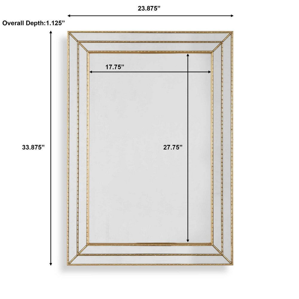 Accent Wall Mirror | Triple Frame | Mirror Inlays | Antique Gold 24x34