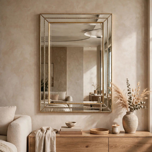 Accent Wall Mirror | Triple Frame | Mirror Inlays | Antique Gold 24x34