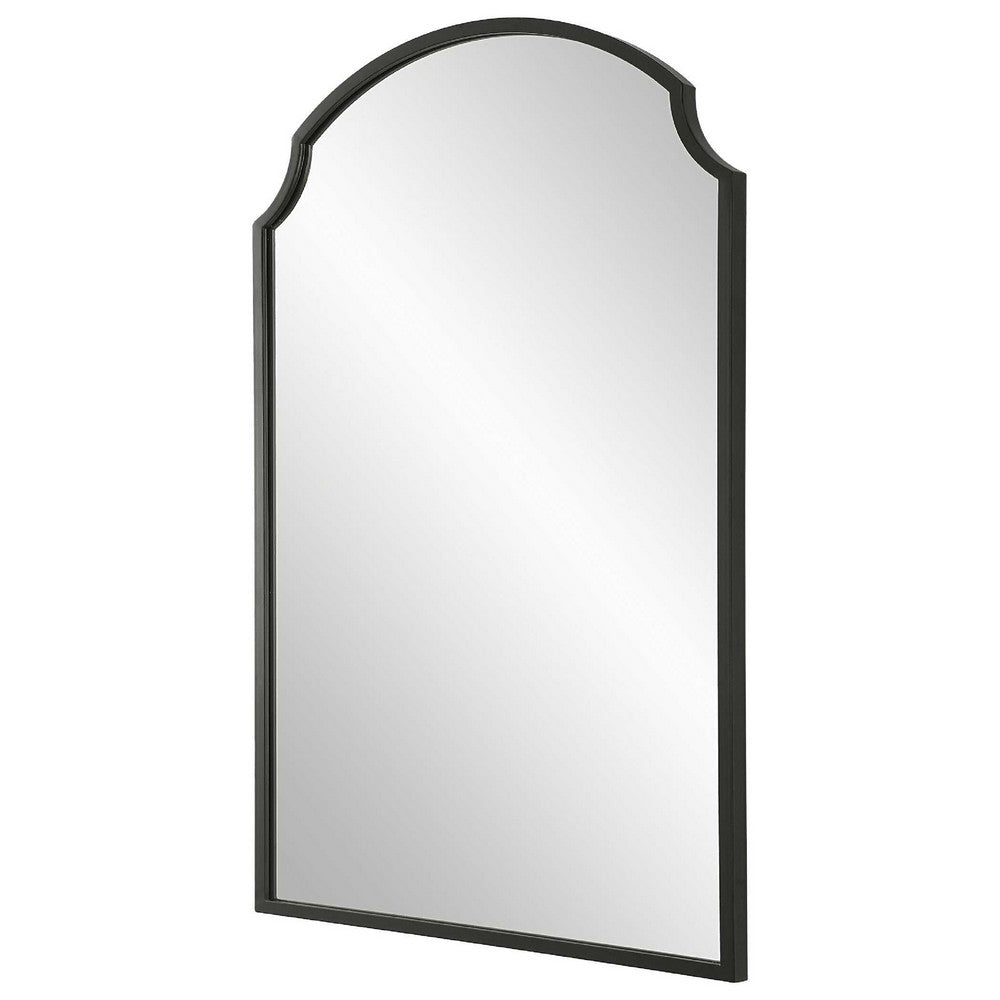 Kona Accent Wall Mirror | Arched Top | Scalloped Corners | Satin Black 22x36