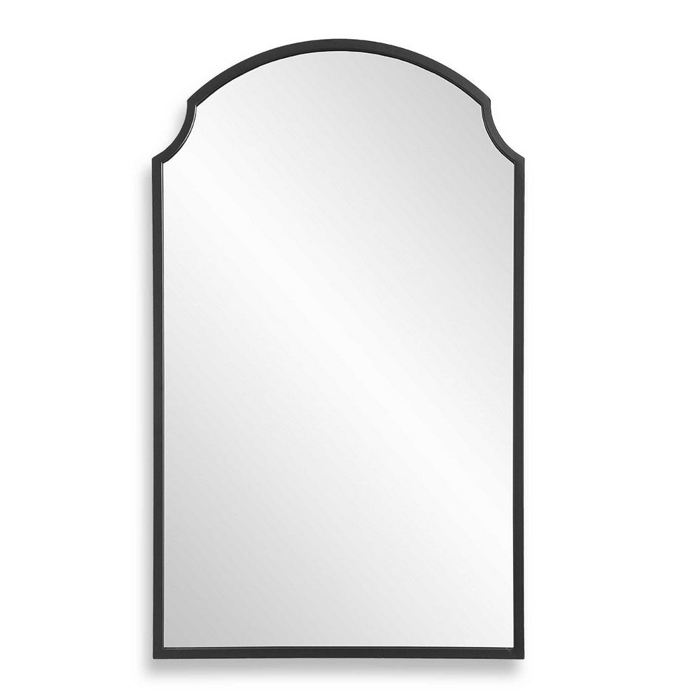 Kona Accent Wall Mirror | Arched Top | Scalloped Corners | Satin Black 22x36