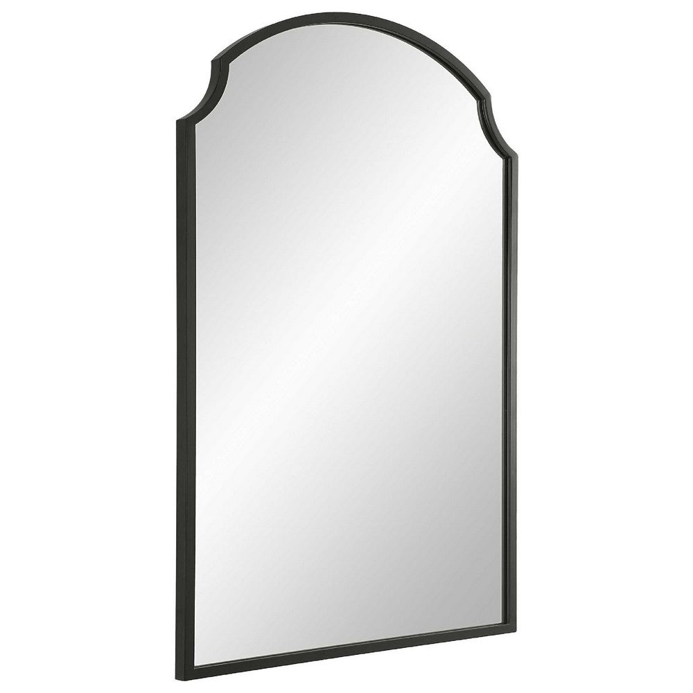 Kona Accent Wall Mirror | Arched Top | Scalloped Corners | Satin Black 22x36