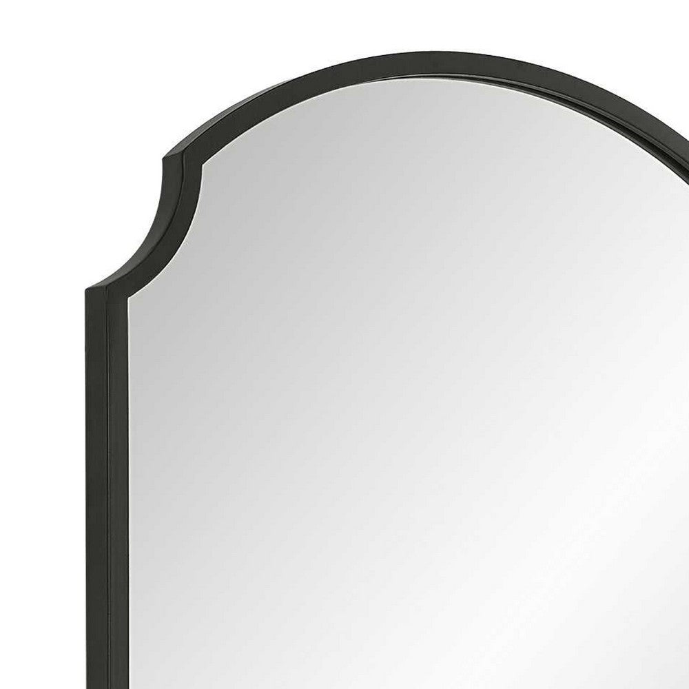 Kona Accent Wall Mirror | Arched Top | Scalloped Corners | Satin Black 22x36