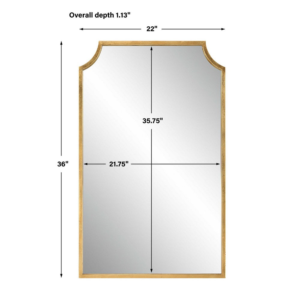 Kona Accent Wall Mirror | Scalloped Corners | Gold Leaf Finish 22x36