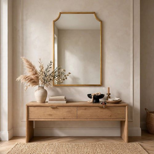 Kona Accent Wall Mirror | Scalloped Corners | Gold Leaf Finish 22x36