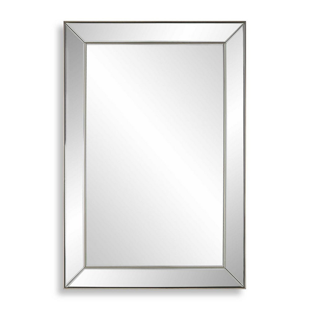 Accent Wall Mirror | Rectangular Shape | Mirrored Panels | Nickel 23x34