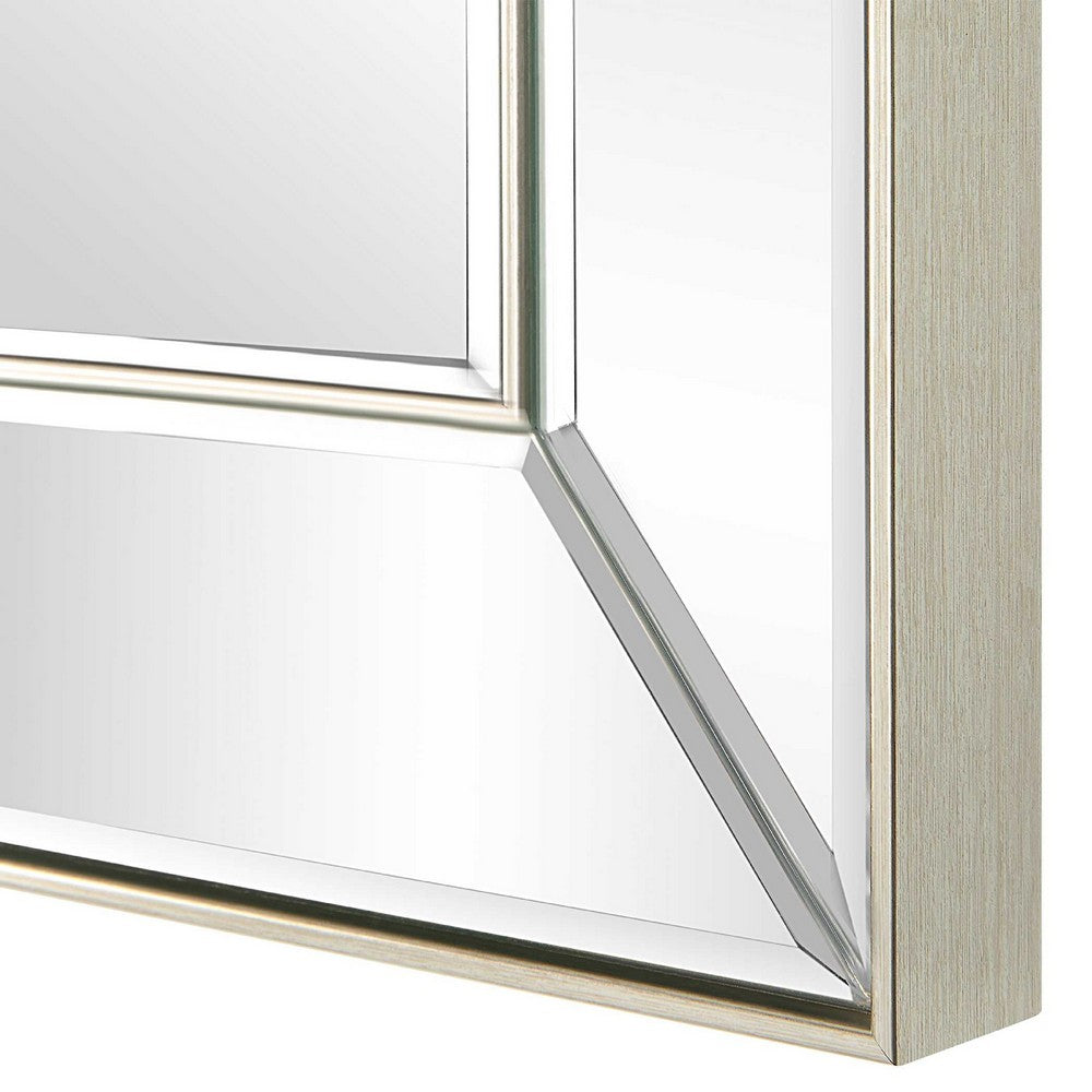Accent Wall Mirror | Rectangular Shape | Mirrored Panels | Nickel 23x34