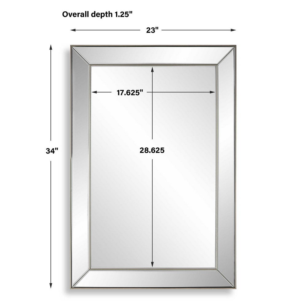 Accent Wall Mirror | Rectangular Shape | Mirrored Panels | Nickel 23x34