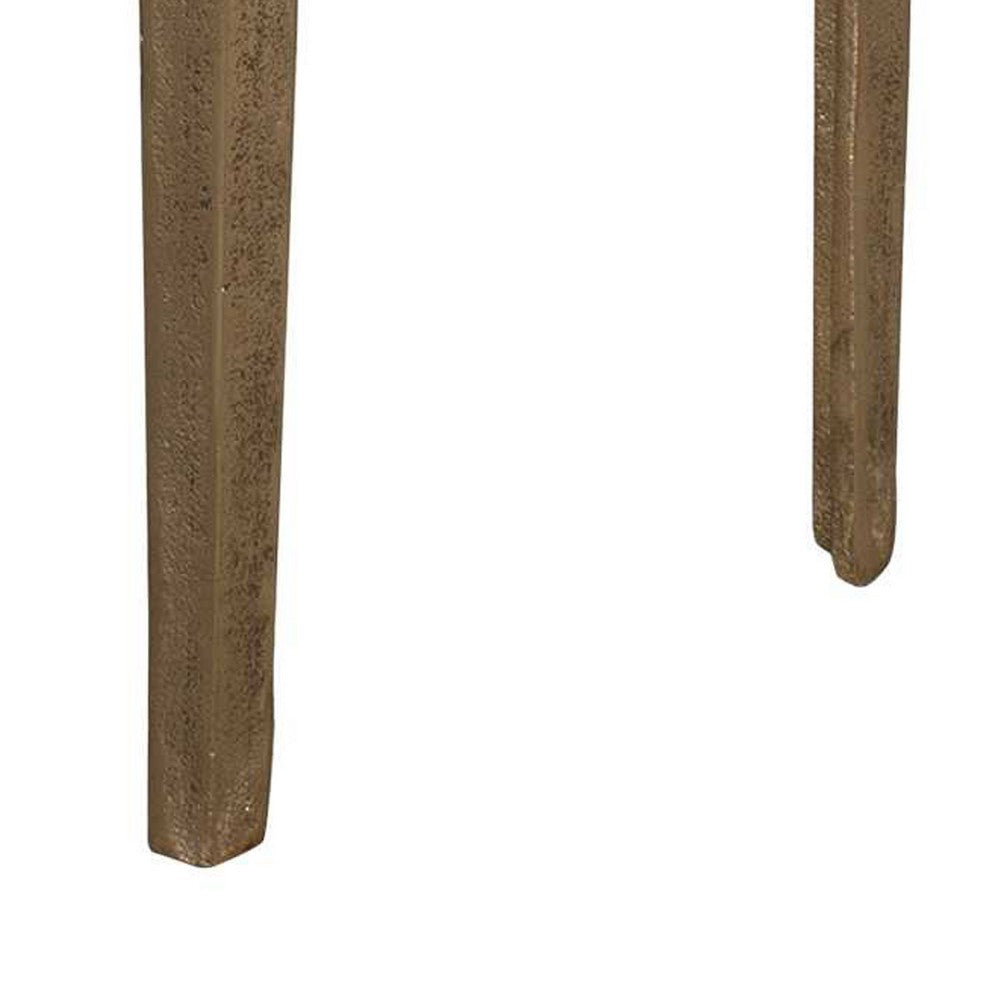 Accent Table | Rectangular Marine Marble | Antique Brass Aluminum | 23"