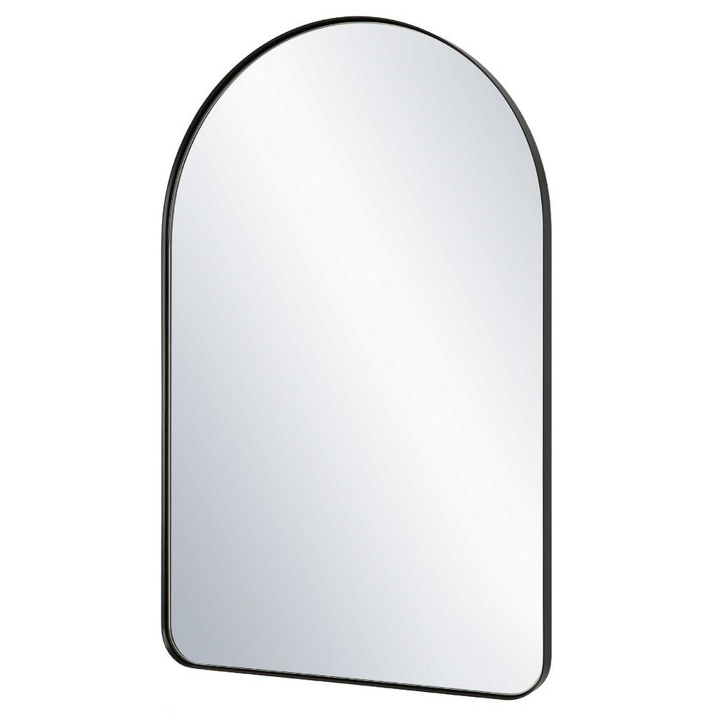 Rectangular Floating Mirror | Arched Top | Modern Style Satin Black 22x34