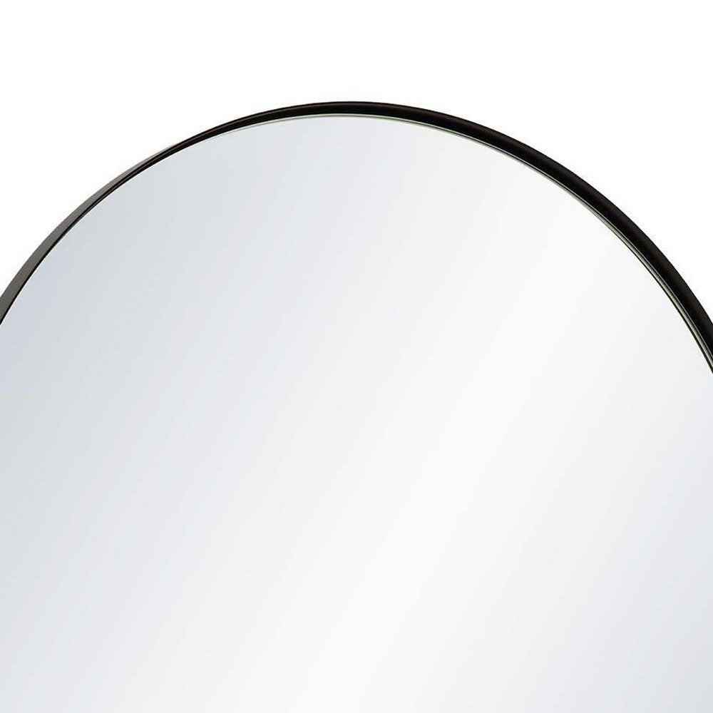 Rectangular Floating Mirror | Arched Top | Modern Style Satin Black 22x34
