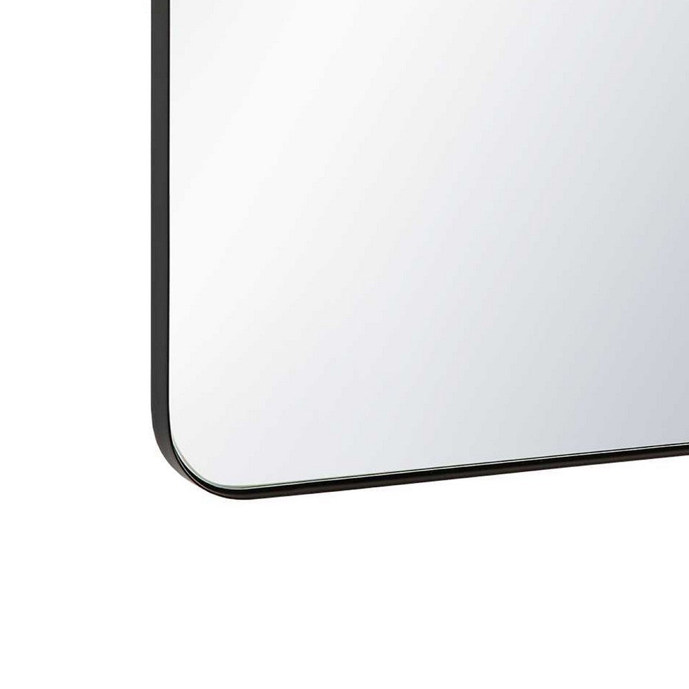 Rectangular Floating Mirror | Arched Top | Modern Style Satin Black 22x34