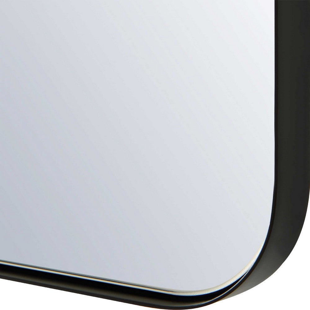 Rectangular Floating Mirror | Arched Top | Modern Style Satin Black 22x34