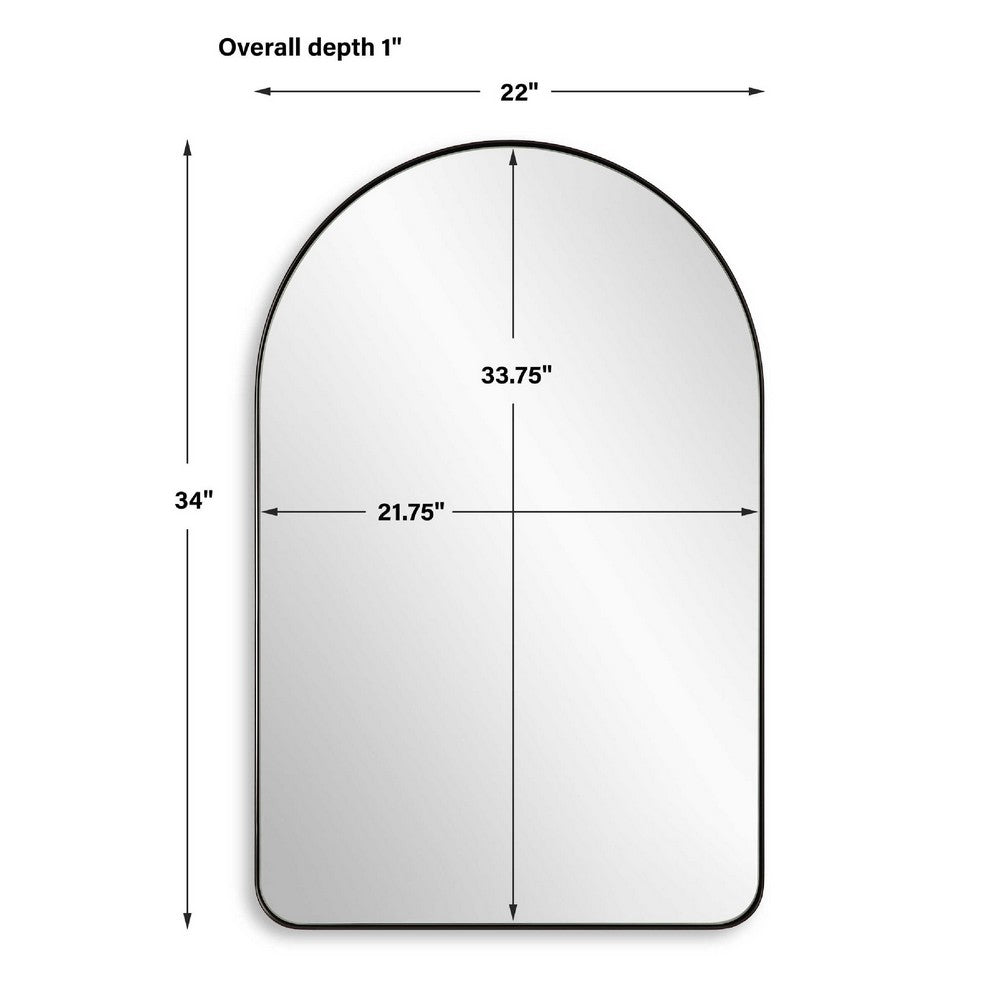 Rectangular Floating Mirror | Arched Top | Modern Style Satin Black 22x34