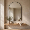 Rectangular Floating Mirror | Arched Top | Modern Style Satin Black 22x34