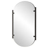 Accent Mirror | Frameless Oval Shape | Metal Stripes | Satin Black 23x38