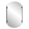 Accent Mirror | Frameless Oval Shape | Metal Stripes | Satin Black 23x38