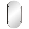 Accent Mirror | Frameless Oval Shape | Metal Stripes | Satin Black 23x38