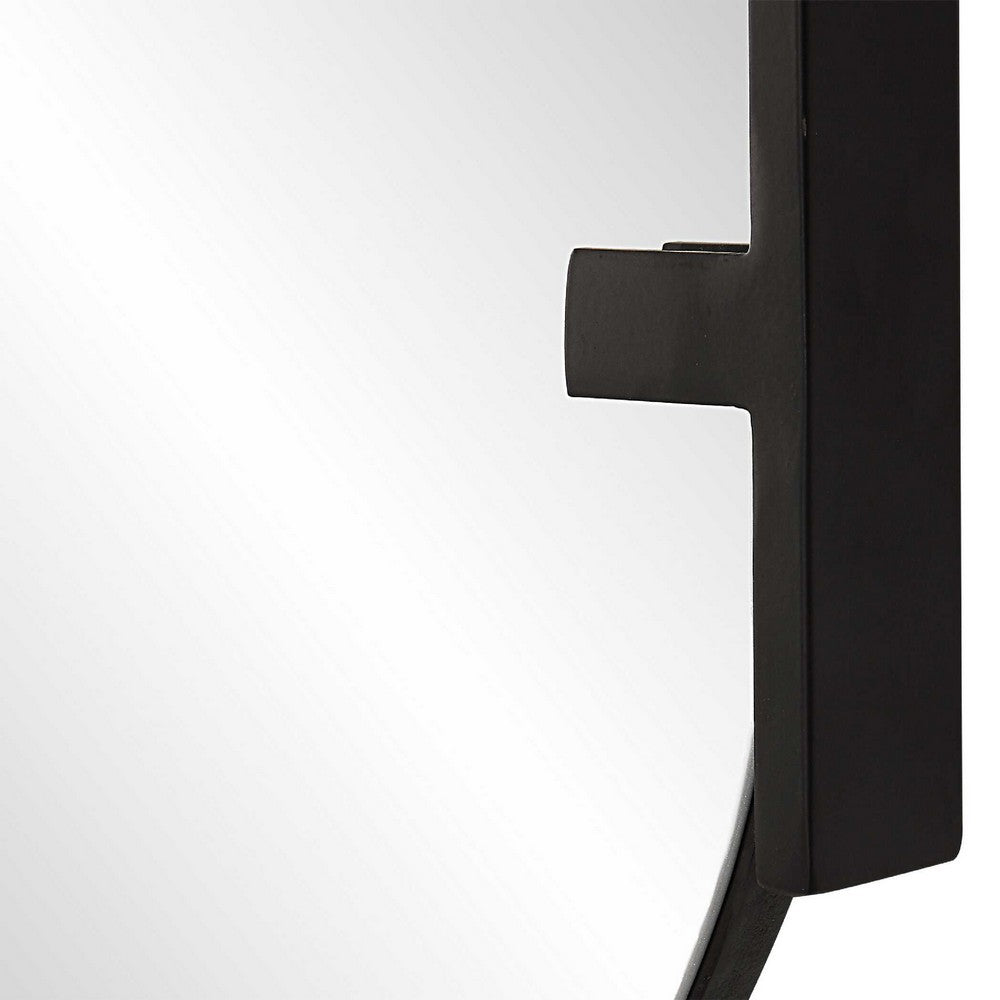 Accent Mirror | Frameless Oval Shape | Metal Stripes | Satin Black 23x38
