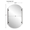 Accent Mirror | Frameless Oval Shape | Metal Stripes | Satin Black 23x38