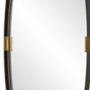 Accent Wall Mirror | Curved Frame | Antique Gold Tabs | Bronze Iron 22x38