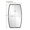 Accent Wall Mirror | Curved Frame | Antique Gold Tabs | Bronze Iron 22x38