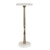 Round Accent Table | Marble Top & Pedestal | Antique Brass Frame 24"