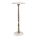Round Accent Table | Marble Top & Pedestal | Antique Brass Frame 24"