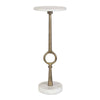 Round Accent Table | Marble Top & Pedestal | Antique Brass Frame 24"
