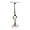 Round Accent Table | Marble Top & Pedestal | Antique Brass Frame 24"
