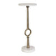 Round Accent Table | Marble Top & Pedestal | Antique Brass Frame 24"