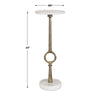 Round Accent Table | Marble Top & Pedestal | Antique Brass Frame 24"