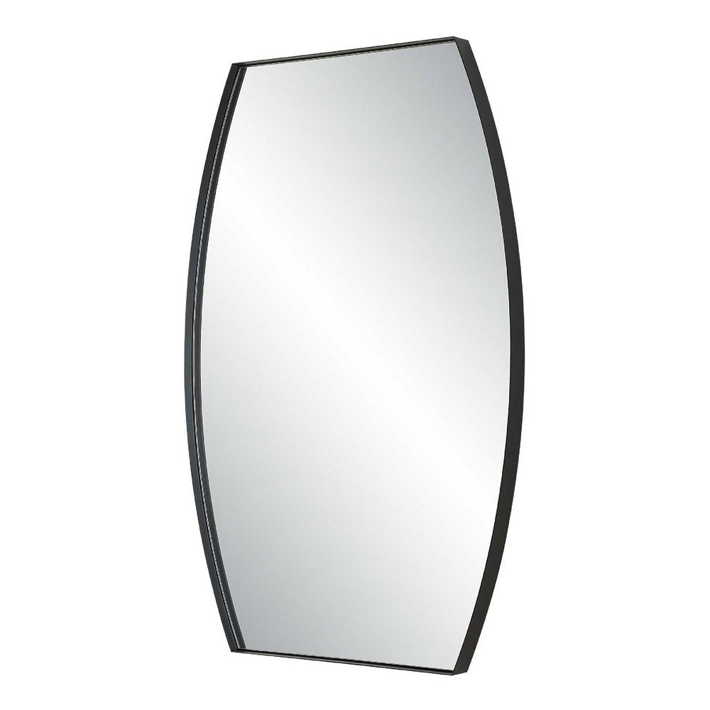 Accent Wall Mirror | Convex Shape | Floating Design | Matte Black 24x36