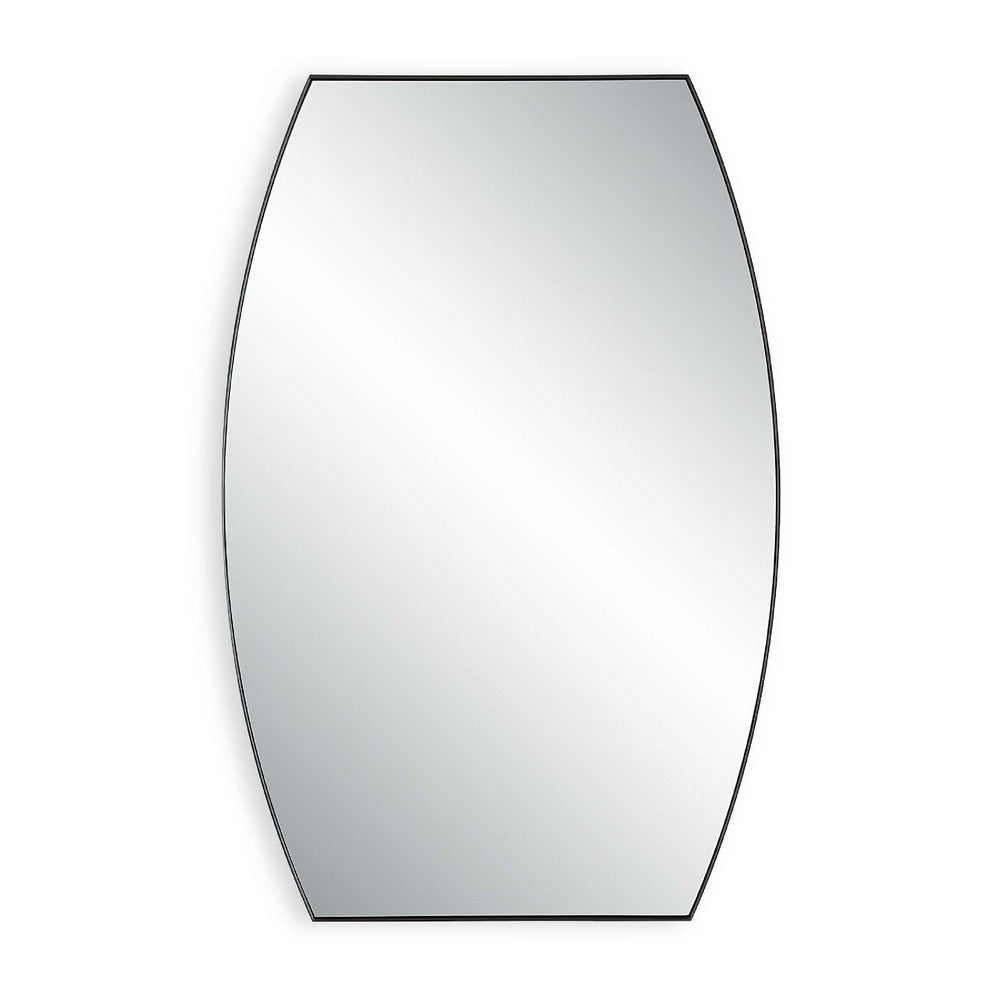 Accent Wall Mirror | Convex Shape | Floating Design | Matte Black 24x36
