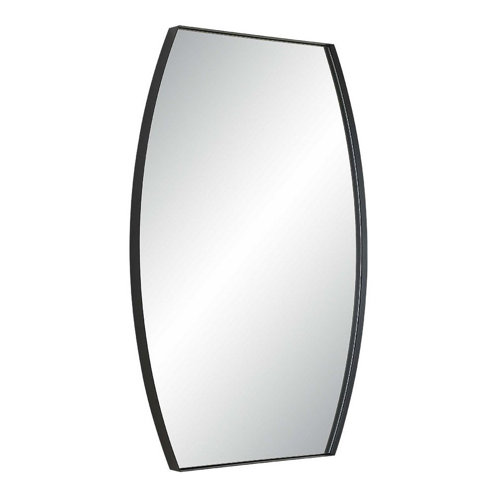 Accent Wall Mirror | Convex Shape | Floating Design | Matte Black 24x36