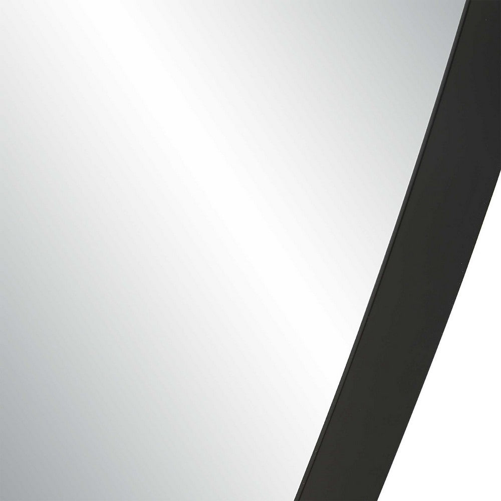 Accent Wall Mirror | Convex Shape | Floating Design | Matte Black 24x36