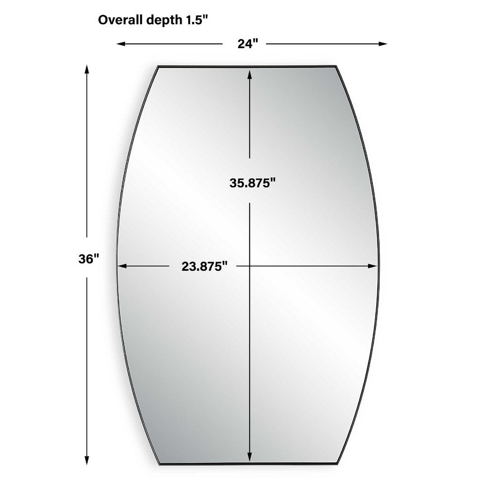 Accent Wall Mirror | Convex Shape | Floating Design | Matte Black 24x36