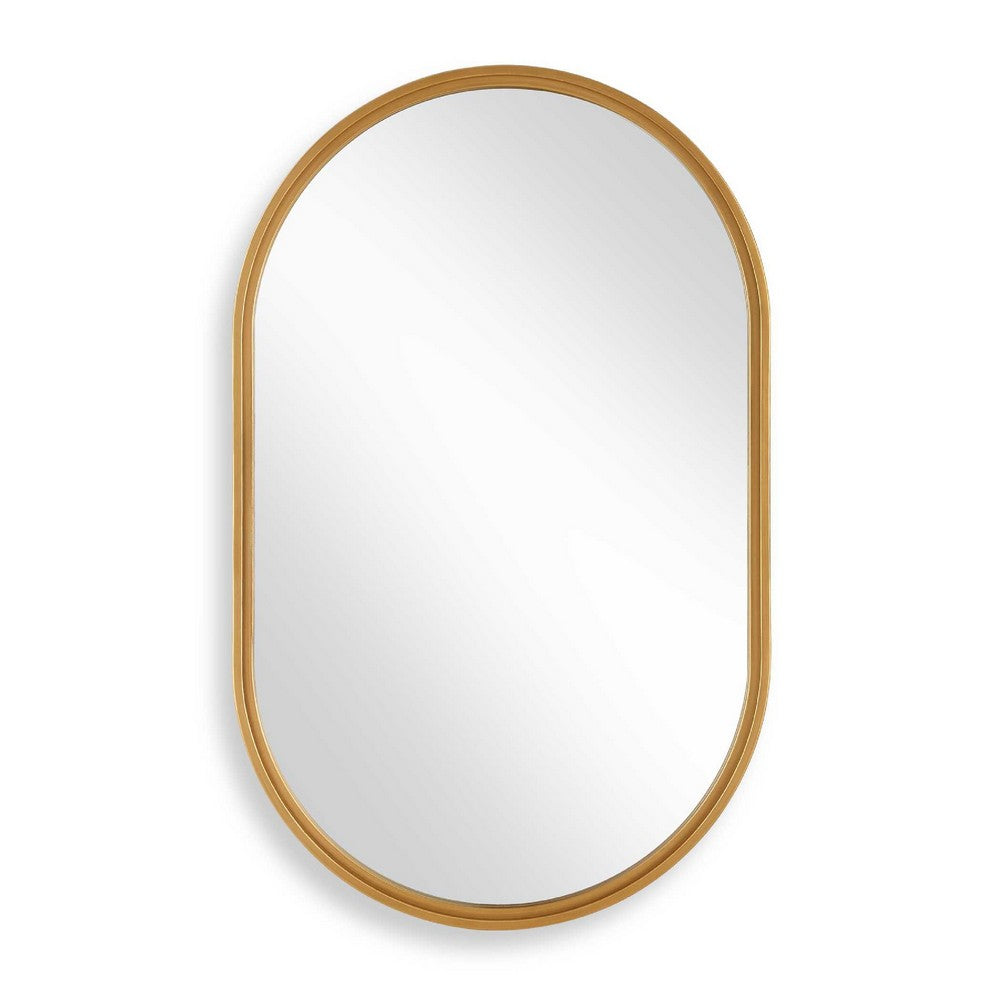 Accent Wall Mirror | Pill Oval Frame | Modern Brushed Gold Finish 22x35