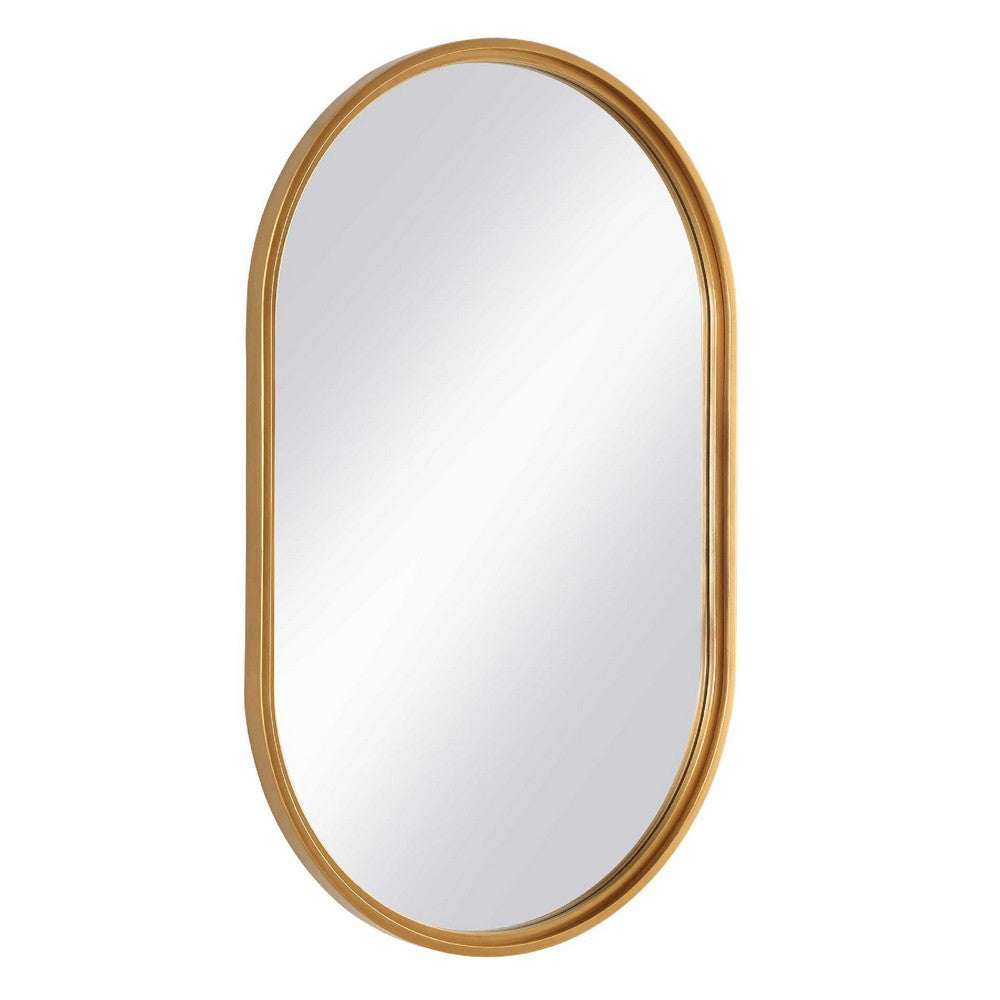 Accent Wall Mirror | Pill Oval Frame | Modern Brushed Gold Finish 22x35