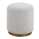 Accent Stool | Foam Fill Off White Polyester | Brushed Brass Iron 18"