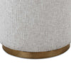 Accent Stool | Foam Fill Off White Polyester | Brushed Brass Iron 18"