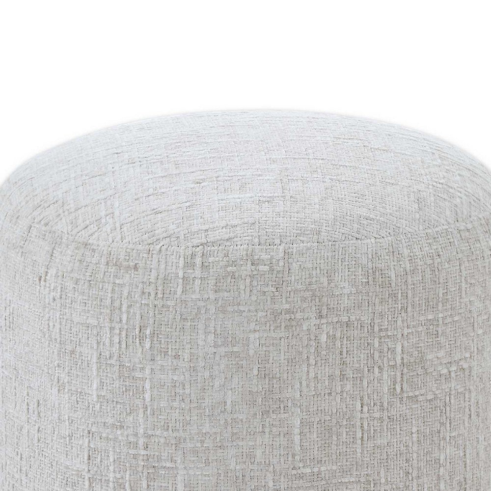 Accent Stool | Foam Fill Off White Polyester | Brushed Brass Iron 18"