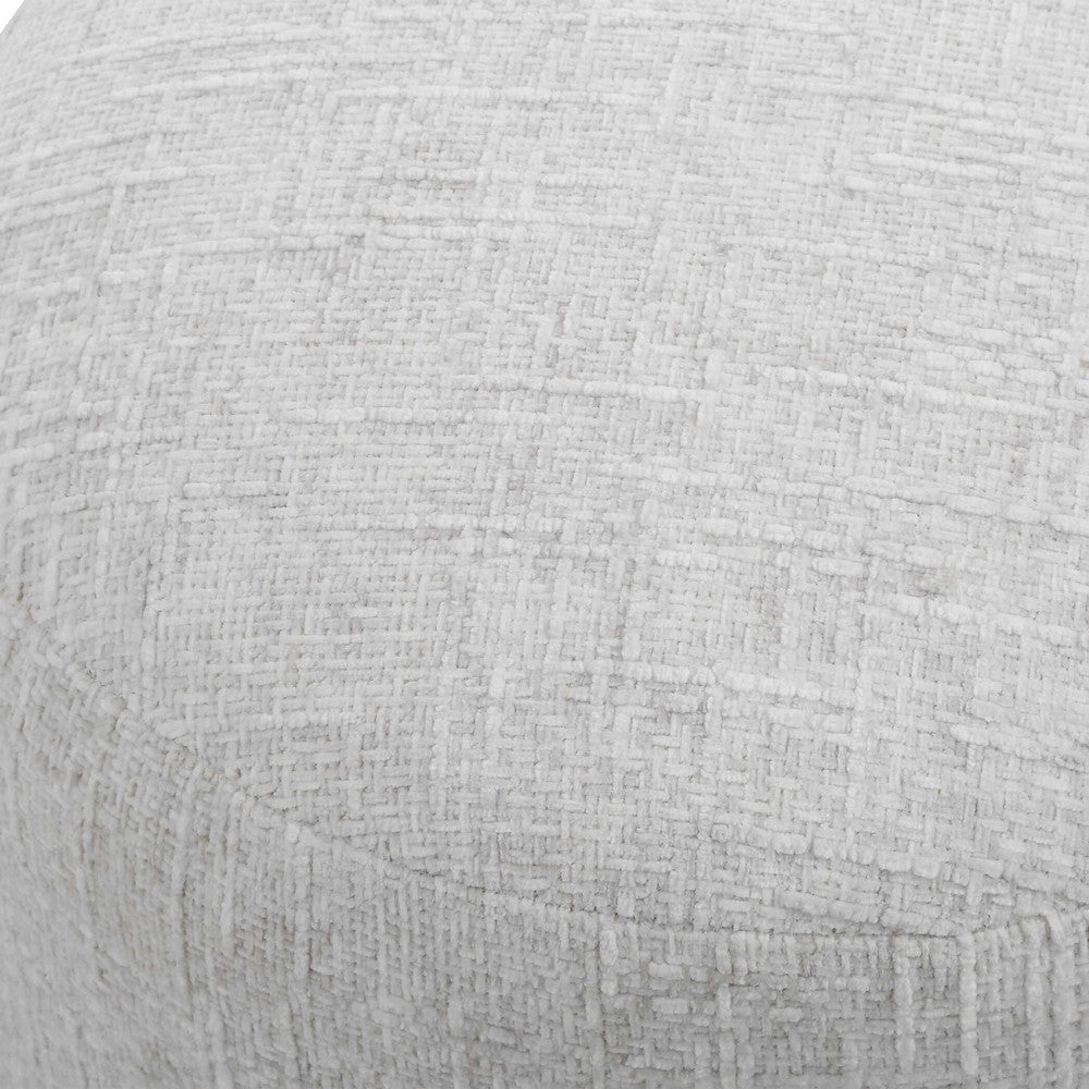 Accent Stool | Foam Fill Off White Polyester | Brushed Brass Iron 18"