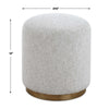 Accent Stool | Foam Fill Off White Polyester | Brushed Brass Iron 18"