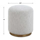 Accent Stool | Foam Fill Off White Polyester | Brushed Brass Iron 18"