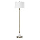 Floor Lamp | Linen Shade | Marble Base | White & Antique Brass 63"