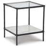 Dalie Accent Table | Glass Top | White Marble Shelf | Antique Black 25"