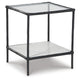 Dalie Accent Table | Glass Top | White Marble Shelf | Antique Black 25"