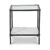 Dalie Accent Table | Glass Top | White Marble Shelf | Antique Black 25"